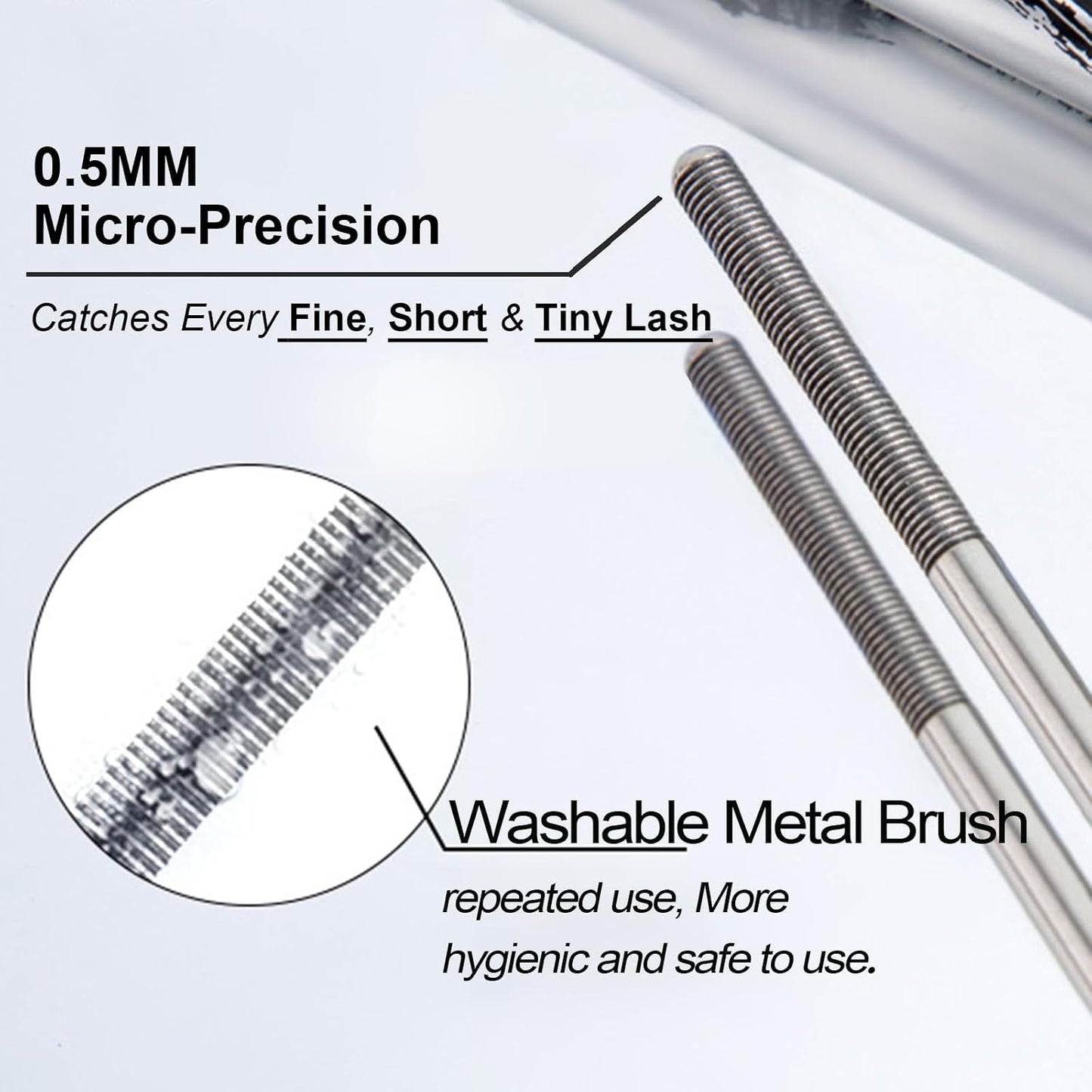 Black Metal Wand Mascara, Iron Wand Mascara for Thin Short Sparse Lashes