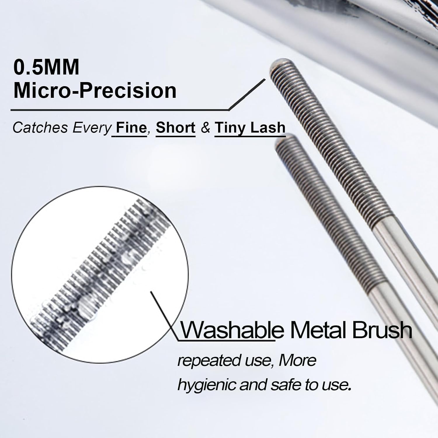 Black Metal Wand Mascara, Iron Wand Mascara for Thin Short Sparse Lashes