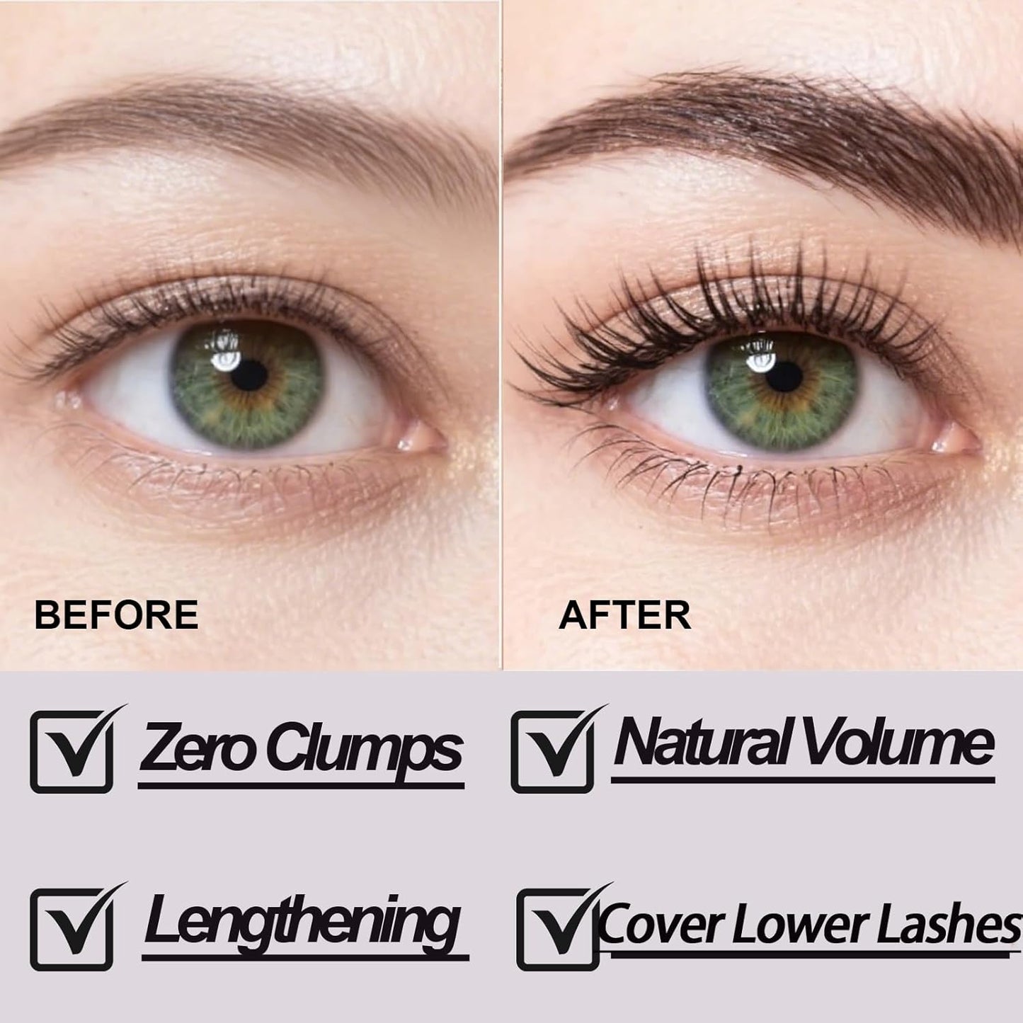 Black Metal Wand Mascara, Iron Wand Mascara for Thin Short Sparse Lashes
