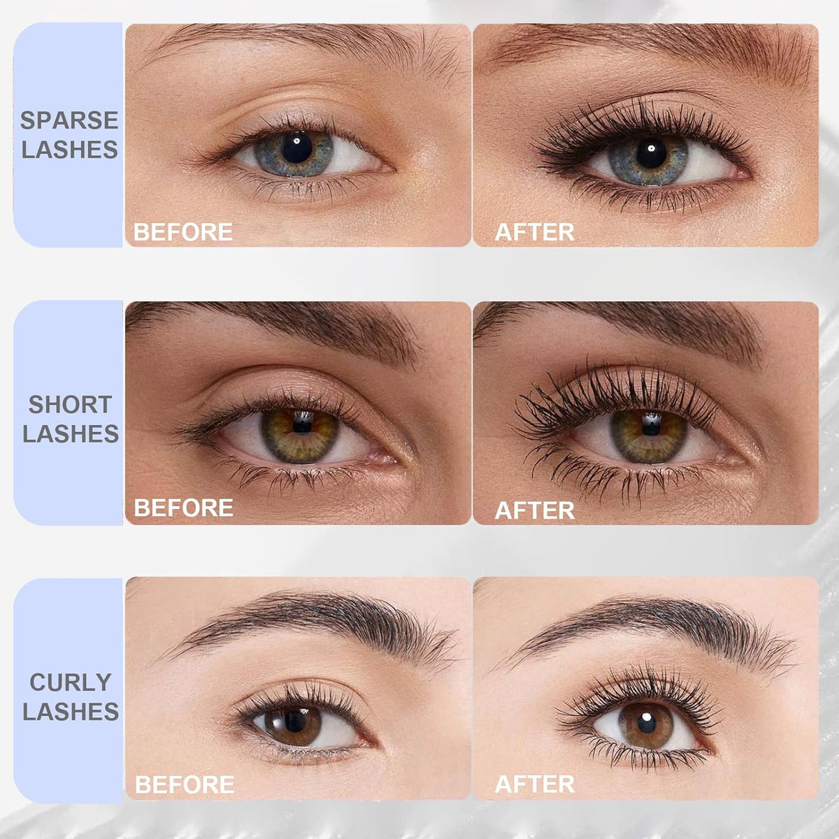 Black Metal Wand Mascara, Iron Wand Mascara for Thin Short Sparse Lashes